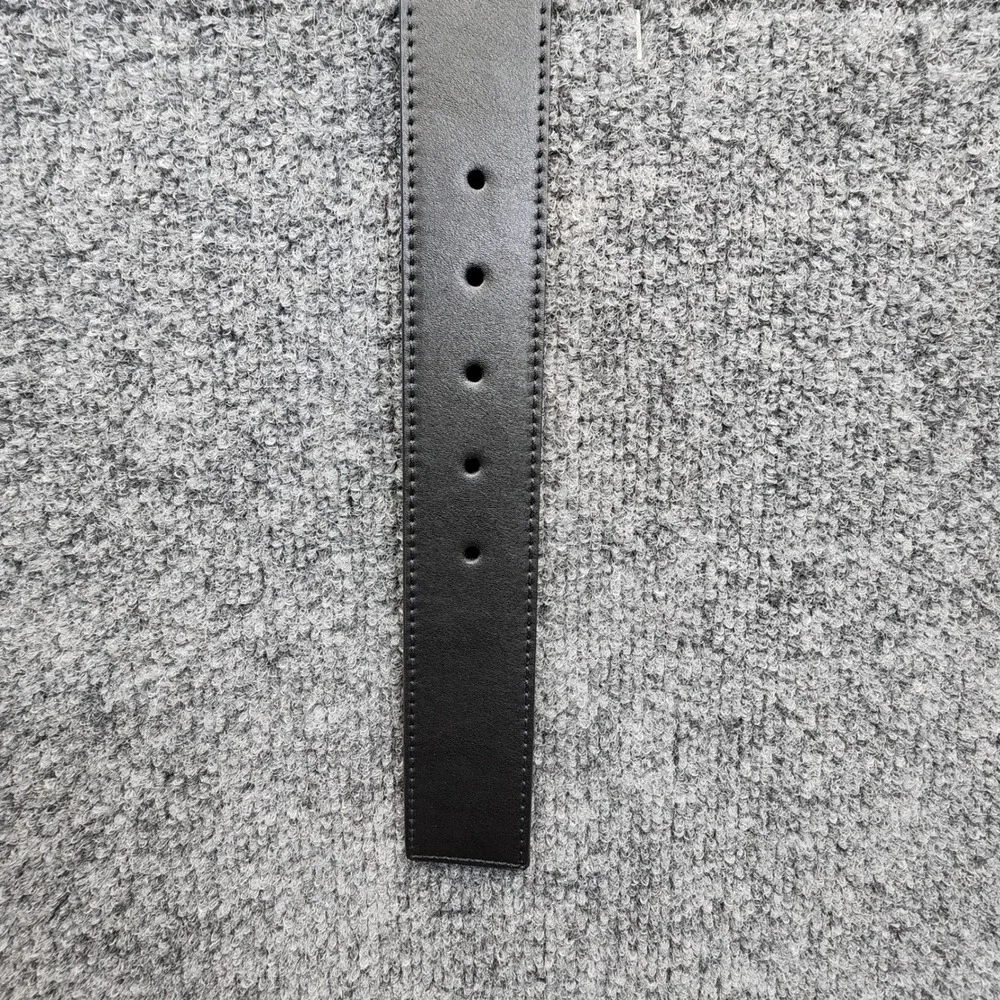 NWT True Religion Delano Plaque Buckle Black Bonded Leather Belt Size 36 Western